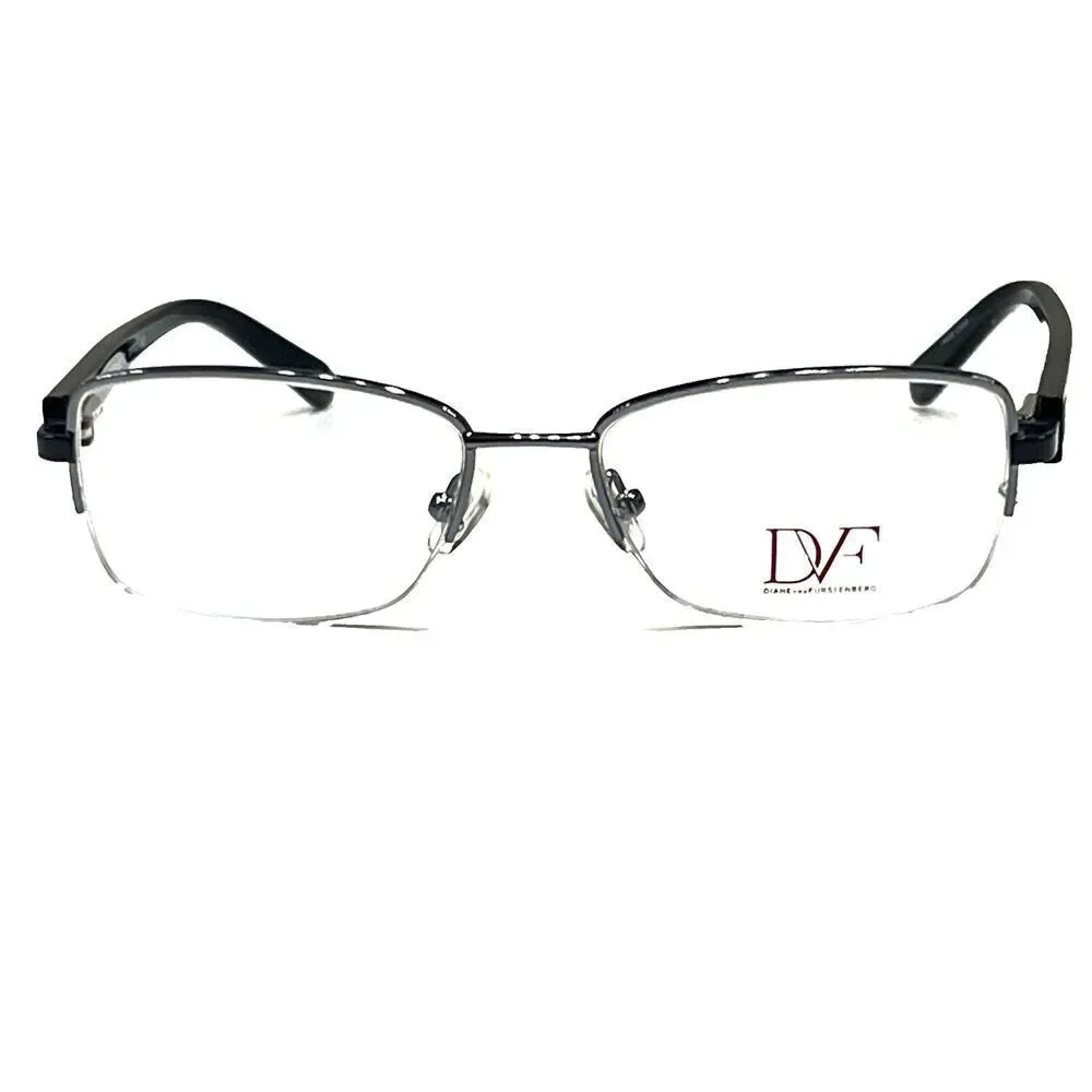 NEW Diane von Furstenberg DVF 8033 403 Black Half Rim Eyeglass Frames 50-16-135